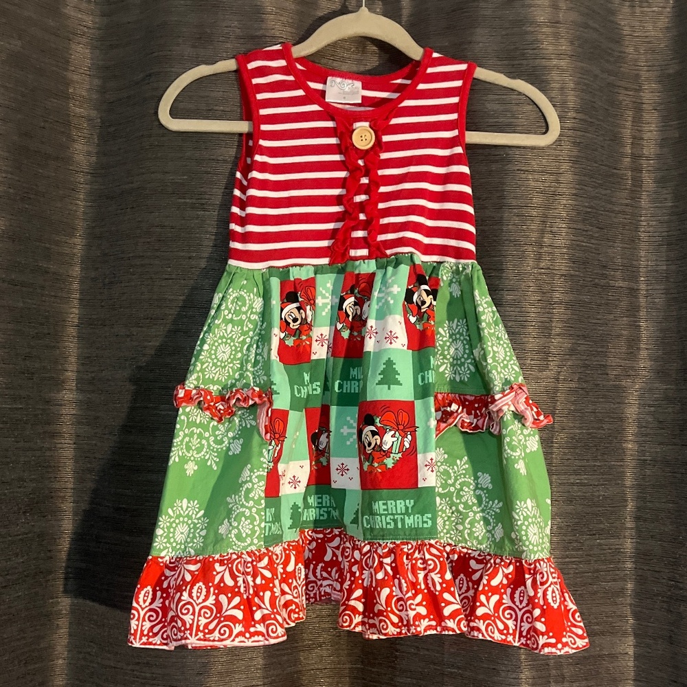 Striped Red and Green Holiday Kids Dress